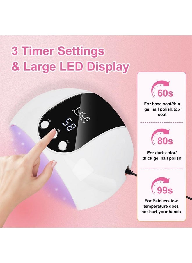 Uv Light For Gel Nails, 54W Uv Led Nail Lamp With 18 Beads 3 Timer Setting & Auto Sensor Nail Dryer For Gel Polish Polygel Fast Curing Manicure Professional Uv Nail Light Home Salon Nail Tools