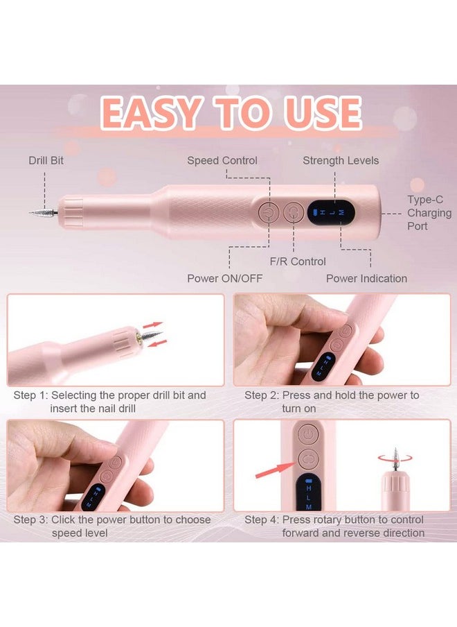 ® Cordless Nail Drill Machine With Drill Bit Kit Professional Adjustable Nail Drill Machine For Gel Nail, Nail Extension, Salon Nail Drill Machine Electric Manicure Pedicure Kit