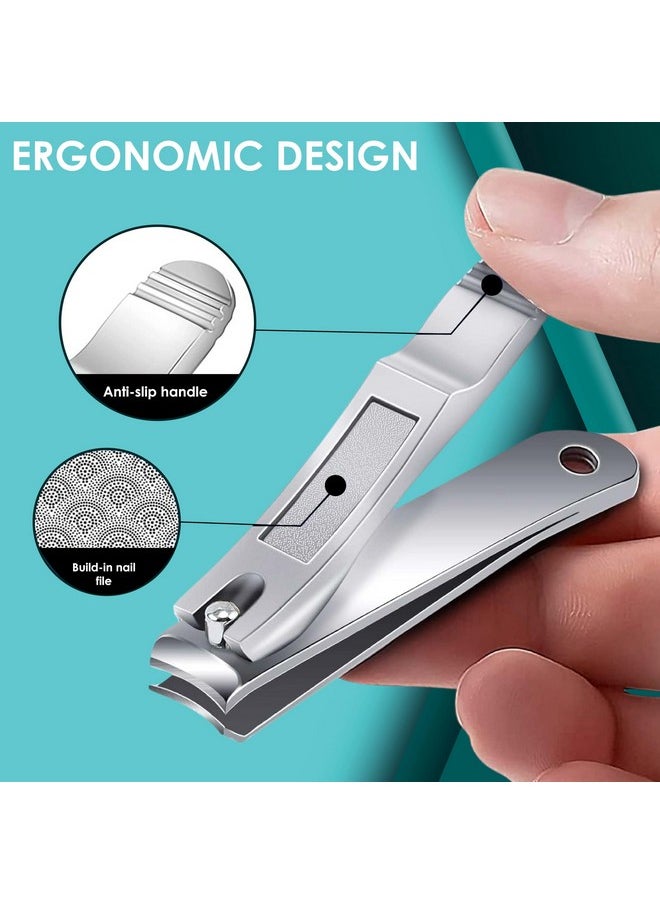 Professional Nail Cutter Set For Men, Includes Cuticle Cutter, Finger & Toe Clipper Set Designed For Thick Nails, Comfortable Non-Slip Handle, Reduces Spread Of Nail Fungus With Curved Edges & Built-In File