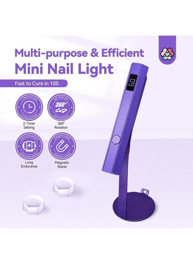 Handheld Magnetic U V Light For Nails: 2-In-1 Fast Curing U V Nail Dryer Nail Stamper Magnetic Stand Wireless Handheld Lcd Display Screen Nail Light Portable Mini Nail Dryer Gel Lamp Light