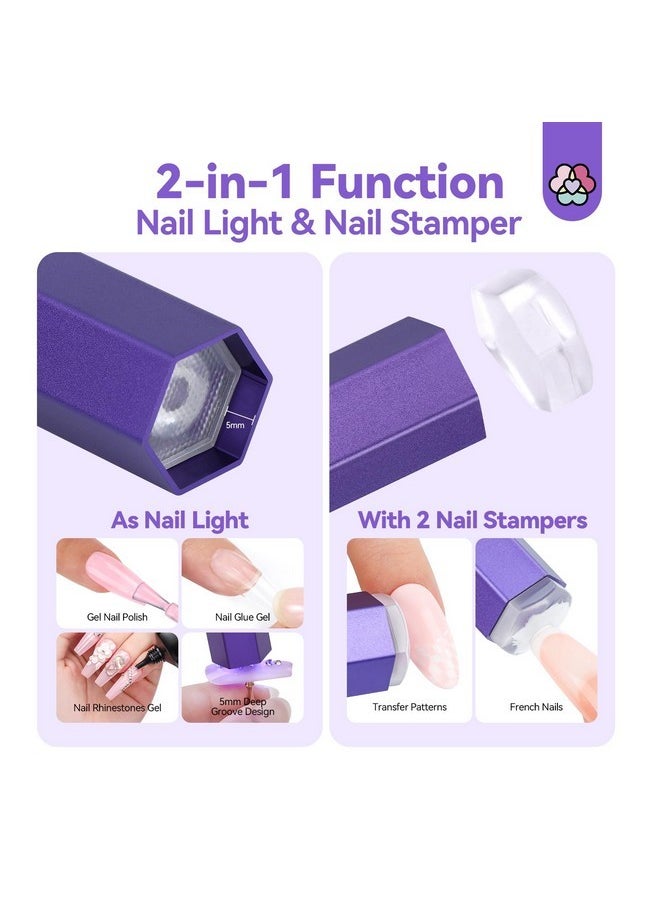 Handheld Magnetic U V Light For Nails: 2-In-1 Fast Curing U V Nail Dryer Nail Stamper Magnetic Stand Wireless Handheld Lcd Display Screen Nail Light Portable Mini Nail Dryer Gel Lamp Light