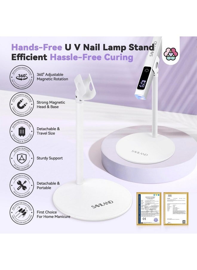 U V Nail Lamp Stand: Sturdy Only U V Light Stand For Gel Nails Polish 360° Adjustable Magnetic Rotation U V Nail Light Stand Portable Handsfree Builder Nail Gel Lamp Stand Home Salon Manicure