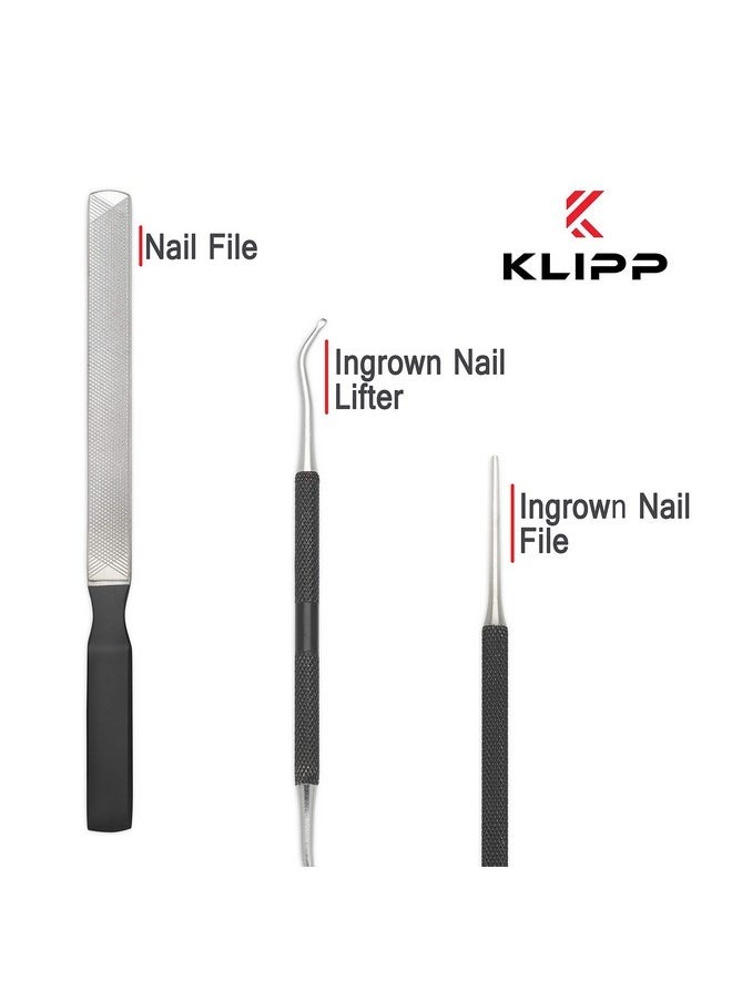 Ingrown Toenail Tool Kit For Men And Women -Ingrowing Toe Nail Lifter, Rounded File And Metal Fingernail File For Manicure Pedicure Foot Care - Heavy Duty Surgical Grade Steel