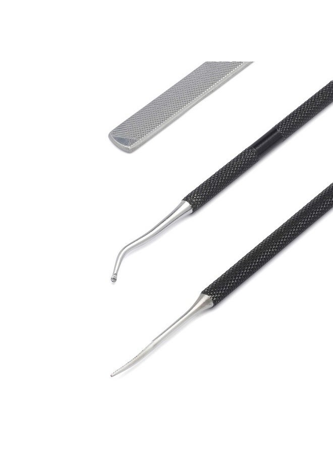 Ingrown Toenail Tool Kit For Men And Women -Ingrowing Toe Nail Lifter, Rounded File And Metal Fingernail File For Manicure Pedicure Foot Care - Heavy Duty Surgical Grade Steel