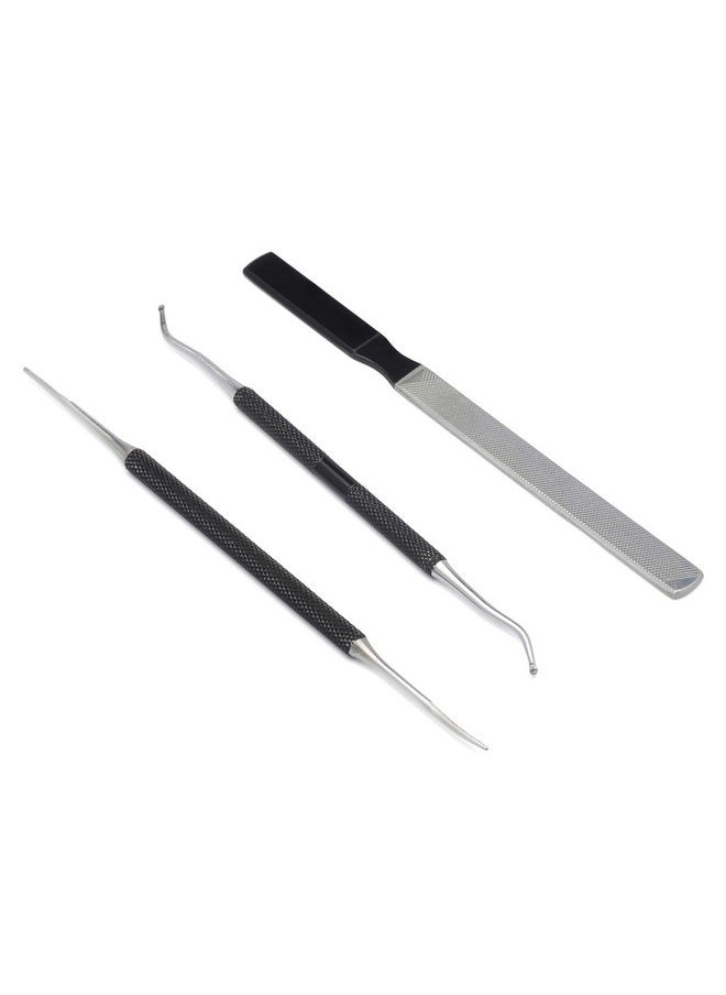 Ingrown Toenail Tool Kit For Men And Women -Ingrowing Toe Nail Lifter, Rounded File And Metal Fingernail File For Manicure Pedicure Foot Care - Heavy Duty Surgical Grade Steel
