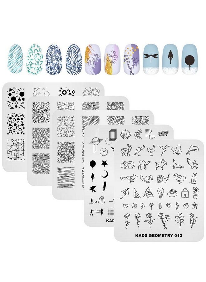 5Pcs Nail Stamp Plates Set Nails Art Stamping Plate Unique Irregular Geometry Pattern Nail Plate Template Image Plate