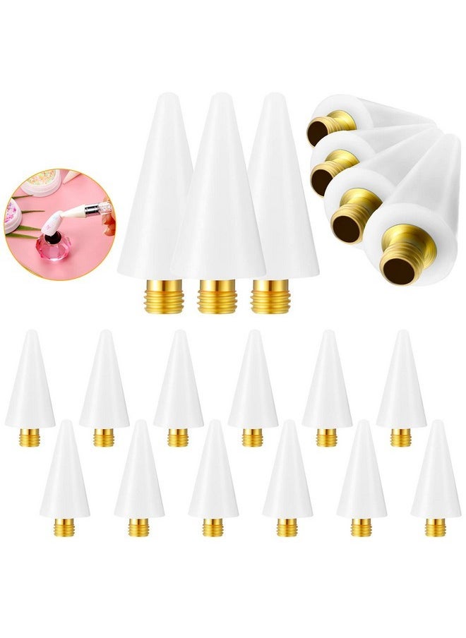 12 Pieces Wax Replacement Head Tips Nail Rhinestones Picker With Case For Nail Dotting Pen To Pick Up Nail Gem Jewelry, Replacement Wax Head Accessories (White)