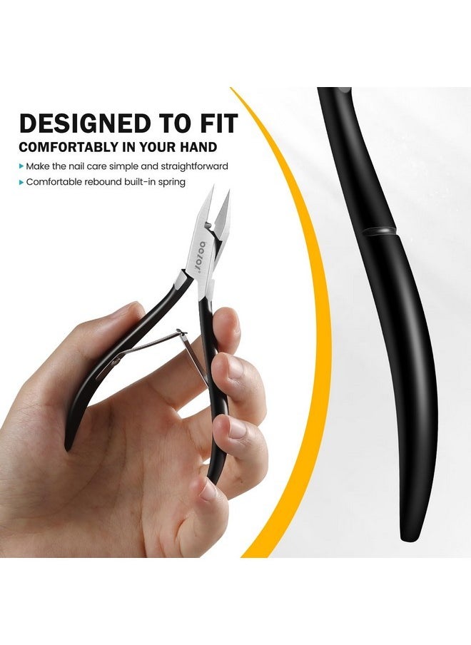 Bezox Straight Blade Toenail Clippers For Seniors Thick Toenails - Wide Open Pointed Jaw Toe Nail Clippers For Ingrown Nails, Precision Grooming Toenail Scissors For Healthy Nails - Black