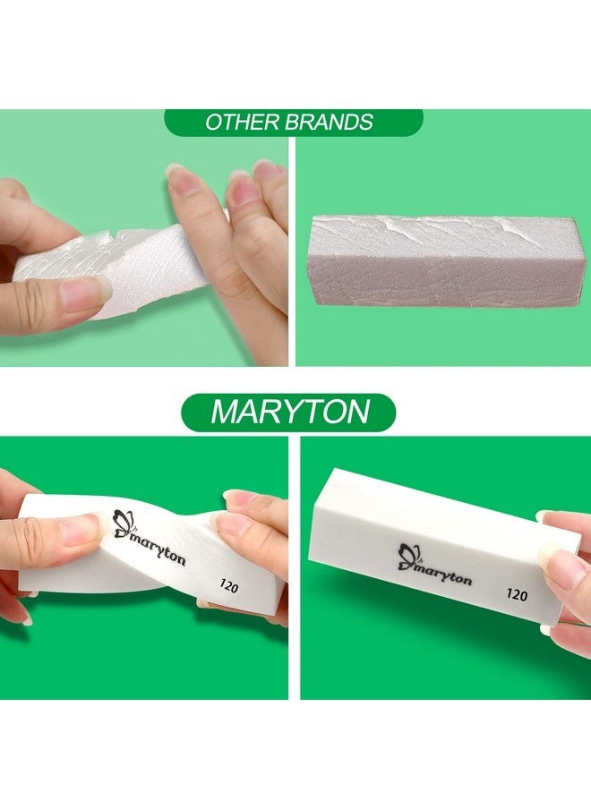 Nail Buffer Blocks, Medium 120 Grit Buffing Blocks Buffers For Acrylic Nails Gel Polish Nails, 4 Way Professional Pedicure Manicure Buffer Kits, 10 Count (White)