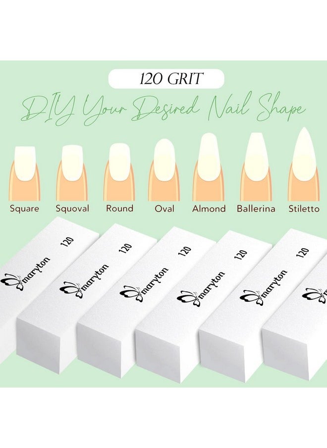 Nail Buffer Blocks, Medium 120 Grit Buffing Blocks Buffers For Acrylic Nails Gel Polish Nails, 4 Way Professional Pedicure Manicure Buffer Kits, 10 Count (White)