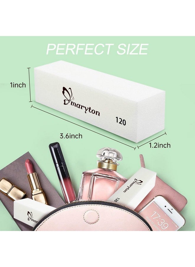 Nail Buffer Blocks, Medium 120 Grit Buffing Blocks Buffers For Acrylic Nails Gel Polish Nails, 4 Way Professional Pedicure Manicure Buffer Kits, 10 Count (White)