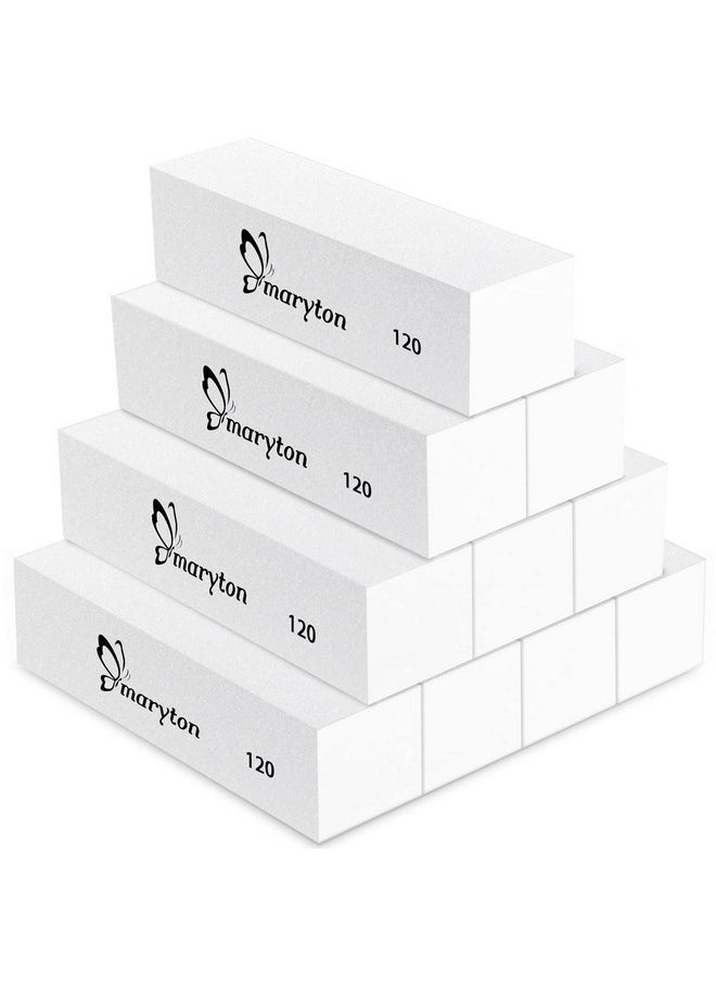 Nail Buffer Blocks, Medium 120 Grit Buffing Blocks Buffers For Acrylic Nails Gel Polish Nails, 4 Way Professional Pedicure Manicure Buffer Kits, 10 Count (White)