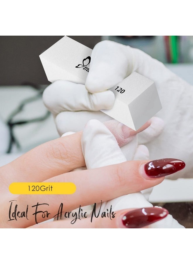 Nail Buffer Blocks, Medium 120 Grit Buffing Blocks Buffers For Acrylic Nails Gel Polish Nails, 4 Way Professional Pedicure Manicure Buffer Kits, 10 Count (White)