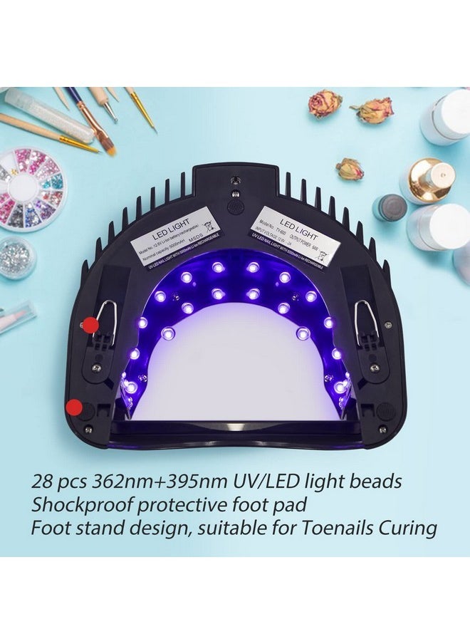 64W Rechargeable Pro Led Gel Nail Uv Light Uv Led Nail Lamp Cordless Led Light For Nails(Black)