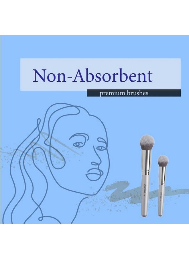 109 Foundation Brush | Small Brush With Soft Synthetic Bristles For Foundation Application | Wooden Handle With Brass Accents - Silver (1 Piece)