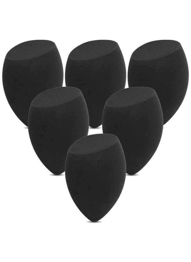 6Pcs Makeup Sponge, Makeup Blending Beauty Sponge, Foundation Blending Sponge Blender For Foundation, Cream And Powder, Soft Makeup Sponges (Black)