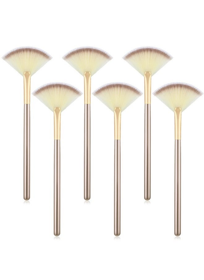 6 Pieces Fan Mask Brushes Soft Fan Facial Mask Applicator Tools Brush Makeup Brushes Cosmetic Tools With Handle For Peel Mask Makeup Women(Champagne Hair)