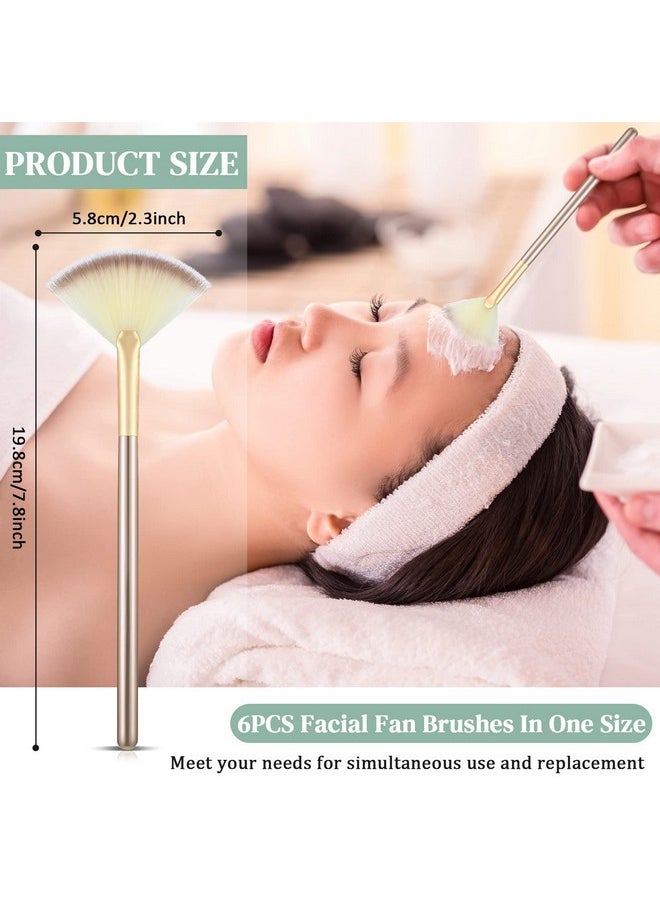 6 Pieces Fan Mask Brushes Soft Fan Facial Mask Applicator Tools Brush Makeup Brushes Cosmetic Tools With Handle For Peel Mask Makeup Women(Champagne Hair)