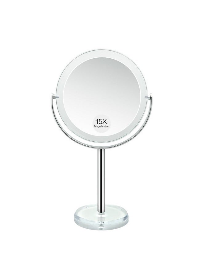 Snowflakes 1X / 15X Magnifying Makeup Mirror With Stand - 7 Inch Tabletop Vanity Mirror For Bathroom Or Bedroom With 360° Rotation.