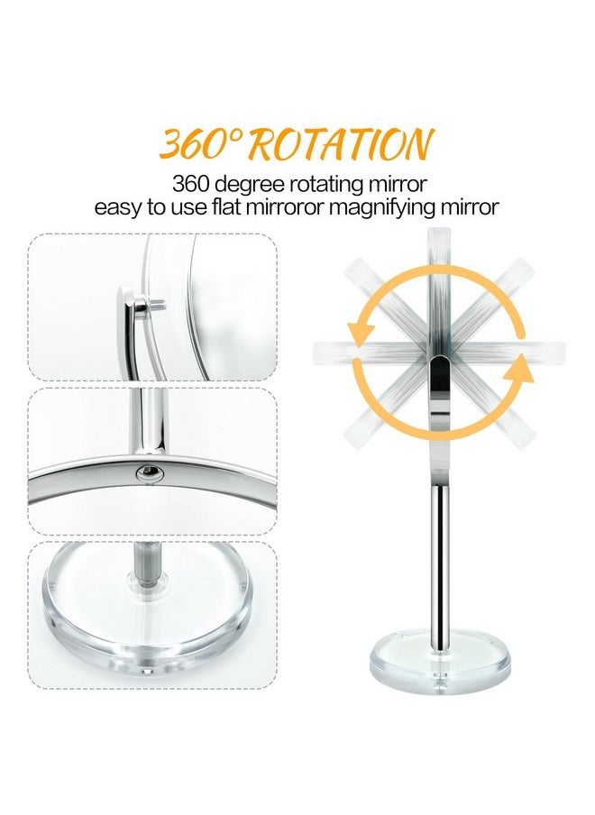 Snowflakes 1X / 15X Magnifying Makeup Mirror With Stand - 7 Inch Tabletop Vanity Mirror For Bathroom Or Bedroom With 360° Rotation.