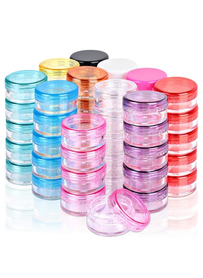 Sample Container,5 Gram Empty Plastic Cosmetic Pot Jars For Eye Shadow Nails Powder Jewelry Cosmetic Lip Balm Cream Lotion(11Colors, 55 Pcs)