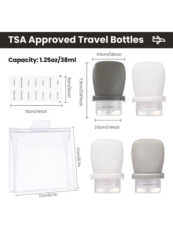 1Oz Silicone Travel Bottles, Sauce Salad Dressing Bottles Ketchup Condiment Container Small Tsa Approved Squeeze Bottles For Toiletries, Leak Proof Shampoo Conditioner (4 Pieces)