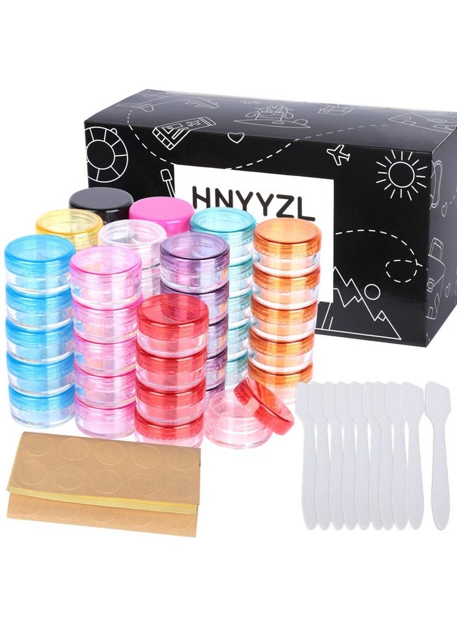 K Sample Container, Hnyyzl 5G Empty Cosmetic Containers Plastic Travel Pot Jar For Liquid Lotion Cream Sample Make-Up Storage(10 Colors, 5Ml), Come With 10Pcs Mini Spatulas And 50Pcs Labels