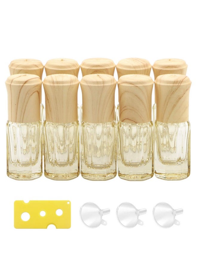 10Pcs Essential Oil Roller Bottles 3Ml Yellow Glass Roll On Bottles Vials Perfume Cosmetics Rolling Bottles Jars Oil Tube Vials Containers With Funnel & Opener