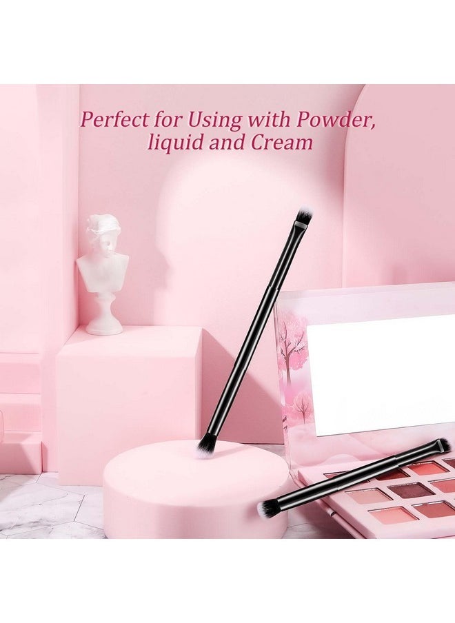 12 Pcs Eyeshadow Smudge Brush 2 In 1 Eyeshadow Brush Double Ended Concealer Brush Under Eye Small Soft Firm Pointed Foundation Makeup Applicator For Blending Eye Shadow Liner (Black)