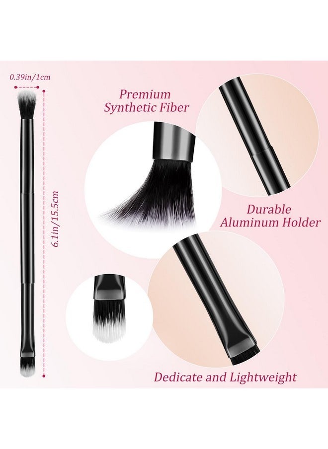 12 Pcs Eyeshadow Smudge Brush 2 In 1 Eyeshadow Brush Double Ended Concealer Brush Under Eye Small Soft Firm Pointed Foundation Makeup Applicator For Blending Eye Shadow Liner (Black)