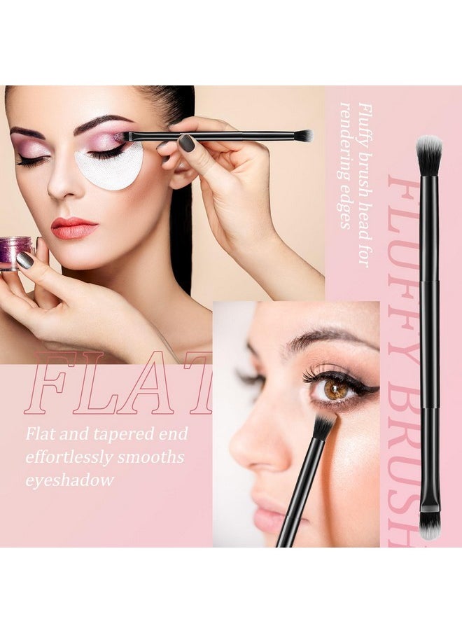 12 Pcs Eyeshadow Smudge Brush 2 In 1 Eyeshadow Brush Double Ended Concealer Brush Under Eye Small Soft Firm Pointed Foundation Makeup Applicator For Blending Eye Shadow Liner (Black)