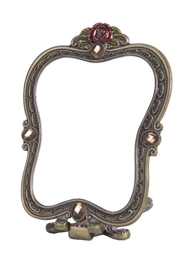 Antique Mirror Comb Set Vintage Metal Handheld Makeup Mirror With A Comb Russian Style Embossed Rose Hand Mirror Travel Portable Foldable Mirror Decorative Tabletop Stand Mirror Bronze