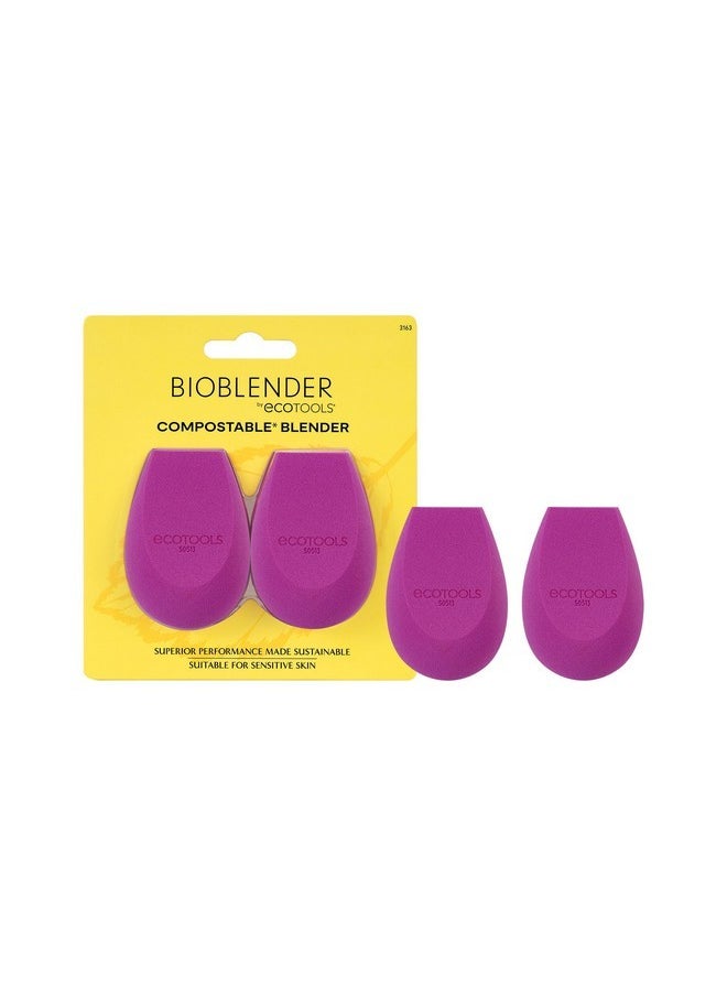 Bioblender Makeup Sponge Duo, Compostable Makeup Blender, For Liquid & Cream Foundation, Seamless Application, Eco-Friendly Beauty Sponge, Cruelty-Free & Latex Free, 2 Count