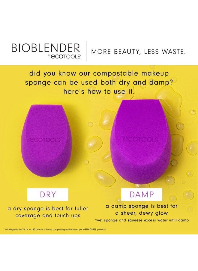 Bioblender Makeup Sponge Duo, Compostable Makeup Blender, For Liquid & Cream Foundation, Seamless Application, Eco-Friendly Beauty Sponge, Cruelty-Free & Latex Free, 2 Count