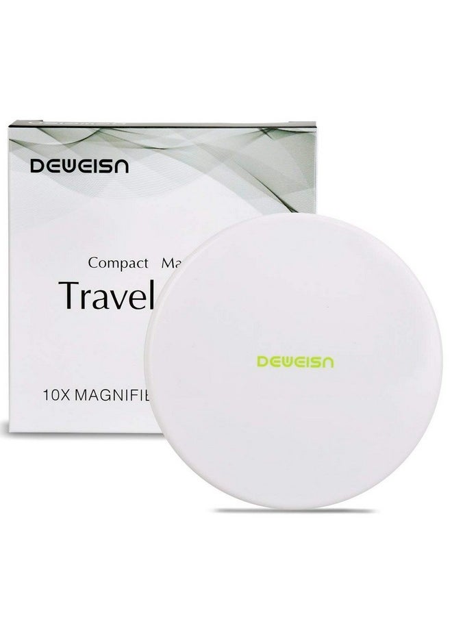 Magnifying Compact Cosmetic Mirror Elegant Compact Pocket Makeup Mirror, Handheld Travel Makeup Mirror With Powerful 10X Magnification And 1X True View Mirror For Travel Or Your Purse