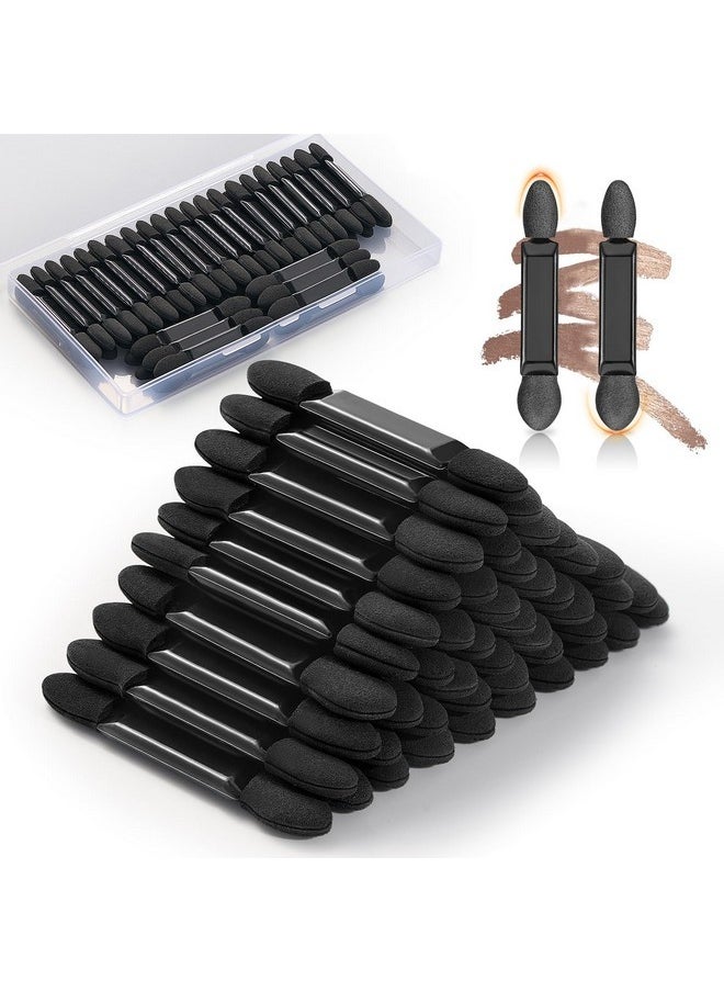 50 Pcs Double Ended Eyeshadow Applicators Sticks With Organizer, Disposable Makeup Applicators, Sponge Tip Eye Shadow Brush Bulk.