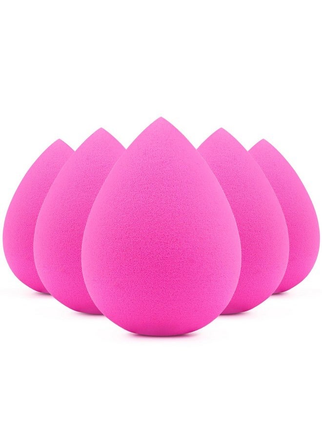 5 Pcs Makeup Sponges, Latex-Free Beauty Sponge For Flawless Liquid, Cream, And Powder Application, Rose Pink Sponges