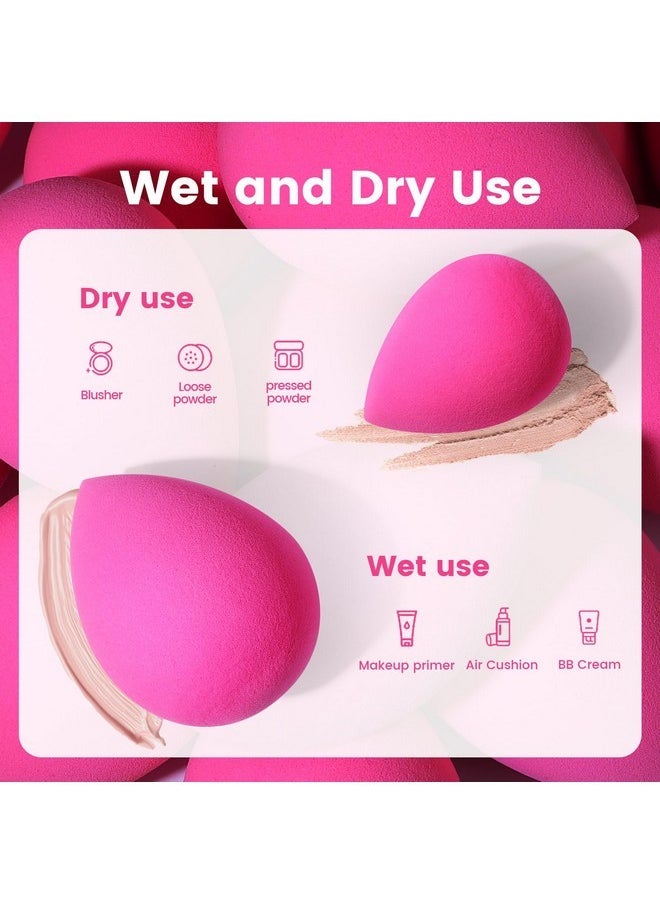 5 Pcs Makeup Sponges, Latex-Free Beauty Sponge For Flawless Liquid, Cream, And Powder Application, Rose Pink Sponges