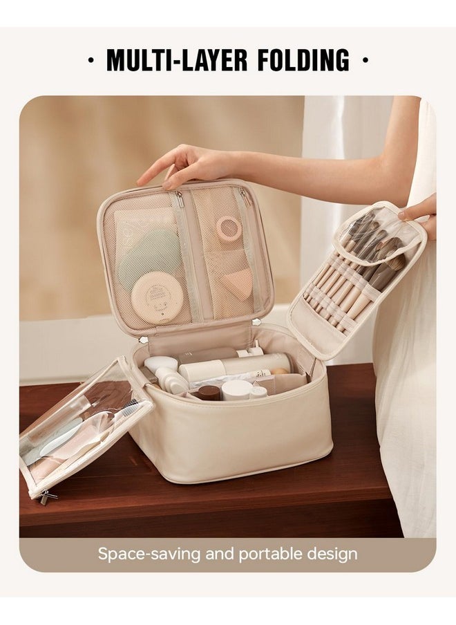 Travel Makeup Bag, Large Capacity Makeup Case, Travel Toiletry Bag For Women With Makeup Brush Organizer