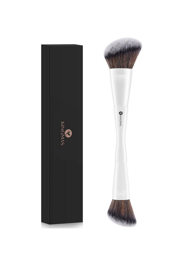 Angled Foundation Brush, Double-Ended Kabuki Makeup Brush, Large Foundation Brush And Medium Concealer Brush For Beauty Liquid, Cream, Powder, Blending Buffing Face Makeup Tools