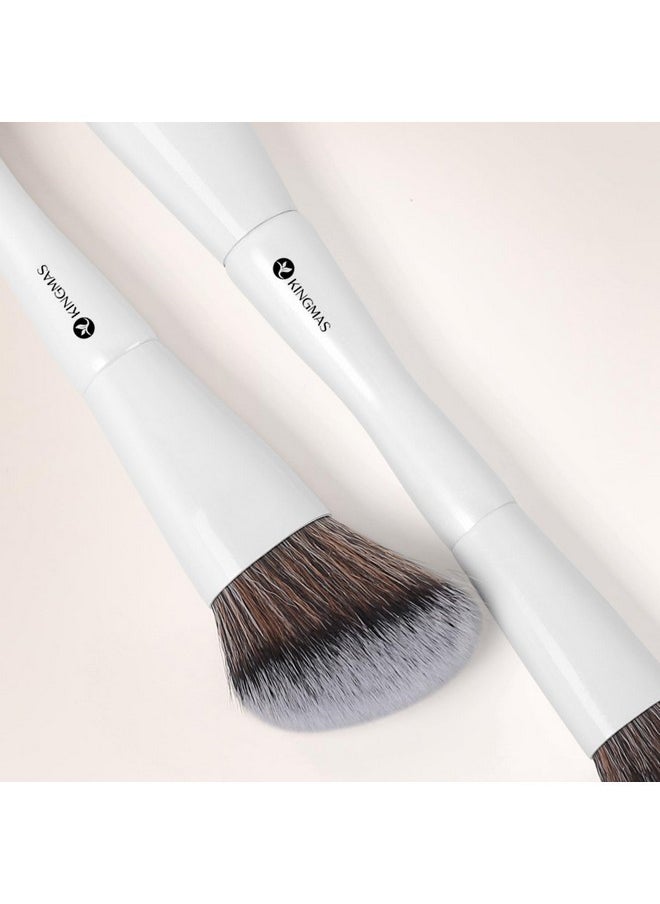 Angled Foundation Brush, Double-Ended Kabuki Makeup Brush, Large Foundation Brush And Medium Concealer Brush For Beauty Liquid, Cream, Powder, Blending Buffing Face Makeup Tools