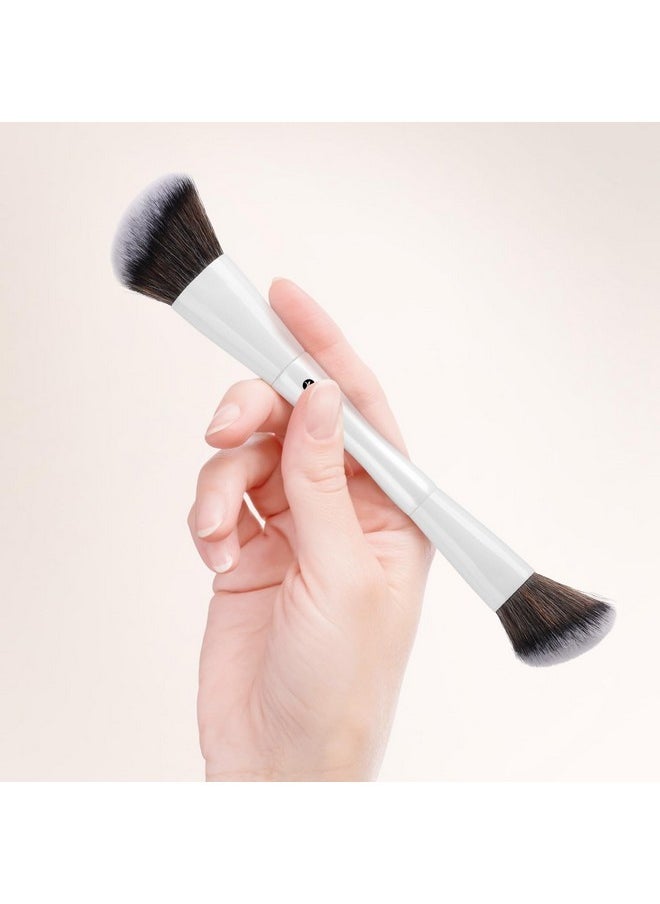 Angled Foundation Brush, Double-Ended Kabuki Makeup Brush, Large Foundation Brush And Medium Concealer Brush For Beauty Liquid, Cream, Powder, Blending Buffing Face Makeup Tools