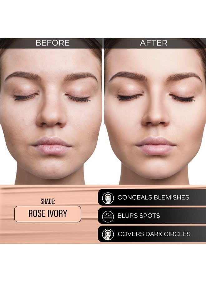 Rose Glow Kit Powder |Full Coverage Rose Gold Strobe Cream (30Ml) + Rose Ivory All Day Hydra Matte Mini Luminous Foundation (15Ml) | Makeup Kit For Women (Combo Pack Of 2 Count)