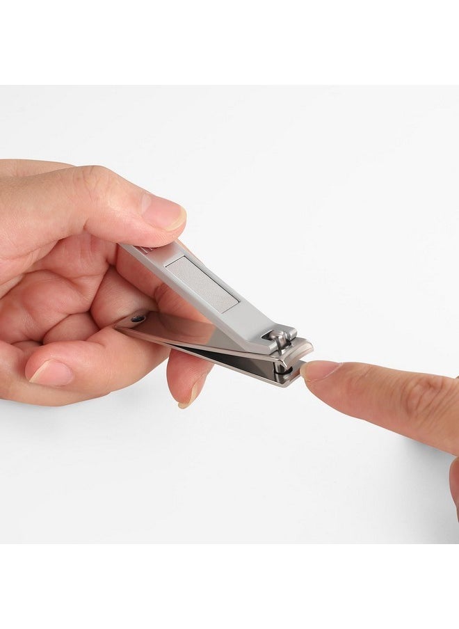 Nail Clippers Set, Ultra Sharp Curved Blade Fingernail And Toenail Clipper Cutters With Visibly Tin Case, Squares And Stripes (Silver)