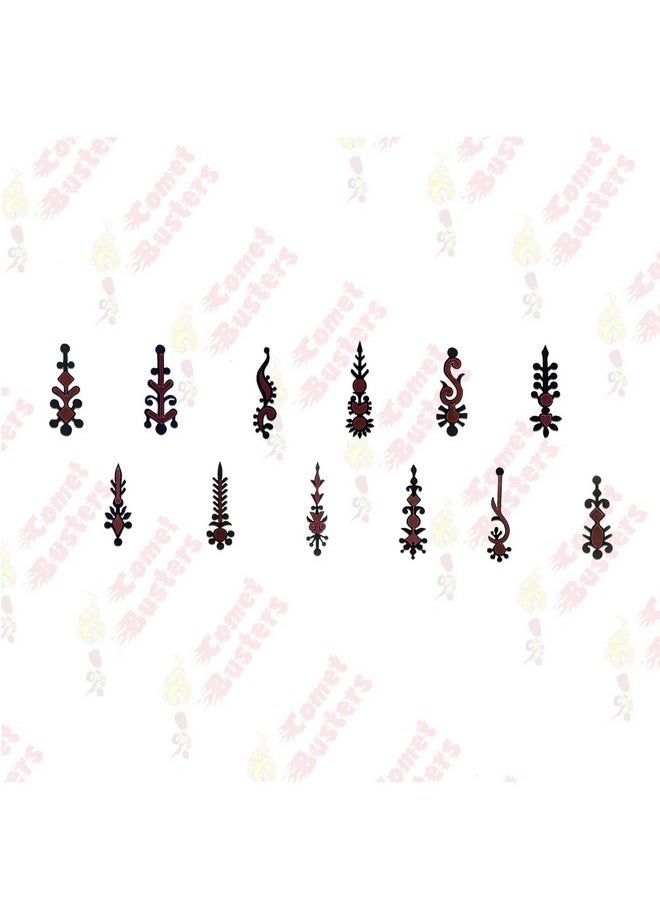 Handcrafted Long Black And Maroon Bindis For Women (Bv2289)