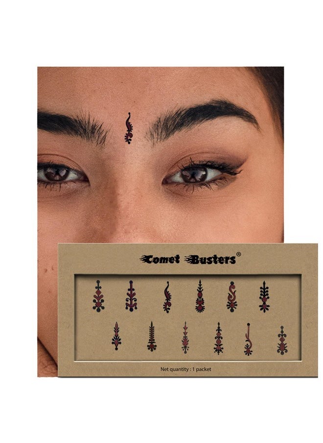 Handcrafted Long Black And Maroon Bindis For Women (Bv2289)