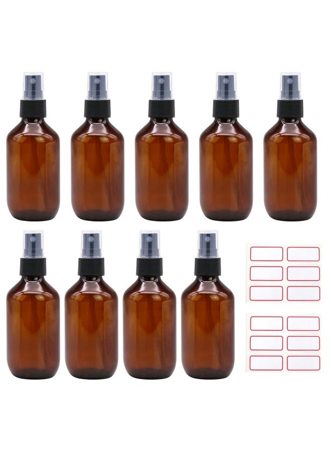 12 Pack 3.4Oz Amber Spray Bottles, Small Fine Mist Mister Plastic Travel Bottles, Empty Bottles Set For Essential Oils Hair