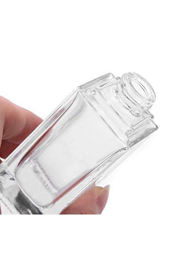 2Pcs Refillable Pump Bottle Empty Clear Square Glass Travel Lotion Container With Black Pump Head Cosmetic Dispenser For Lotion Emulsion Essence Cleanser Essential Oils Liquids Body Cream