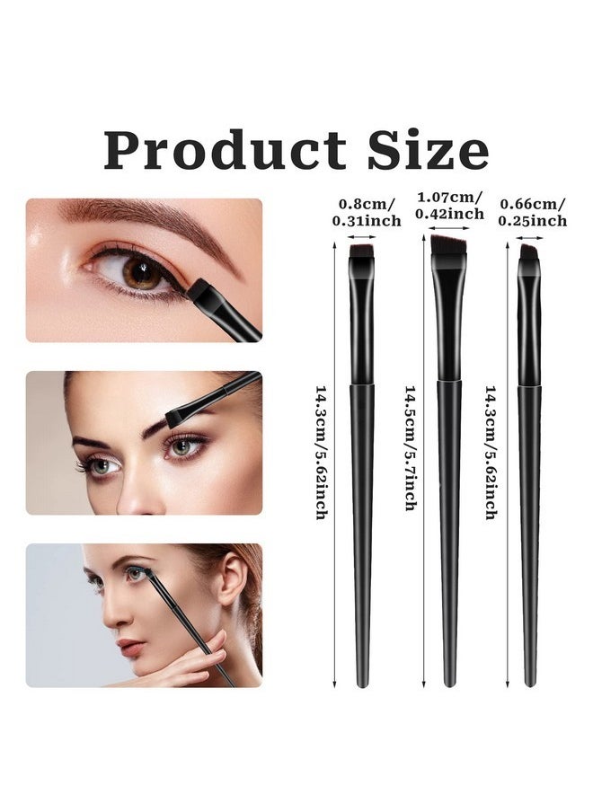 Fine Eyeliner Brushes, 3 Pcs Ultra Thin Slanted Flat Angle Eye Liner Brush Set Slanted Eyebrow Brushes Eyebrow Brush Eyeshadow Brush Set Precision Brush For Eye Makeup