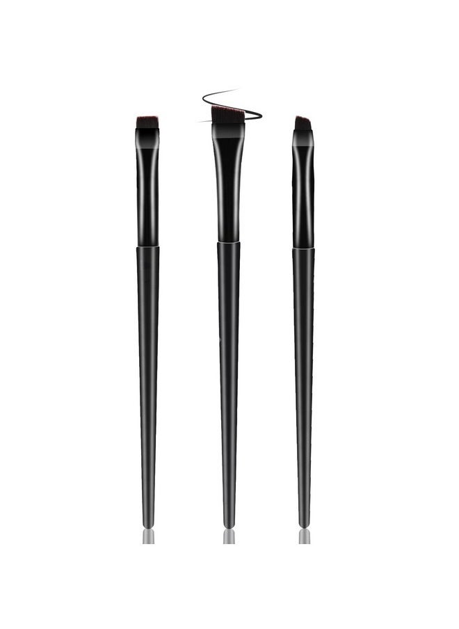 Fine Eyeliner Brushes, 3 Pcs Ultra Thin Slanted Flat Angle Eye Liner Brush Set Slanted Eyebrow Brushes Eyebrow Brush Eyeshadow Brush Set Precision Brush For Eye Makeup